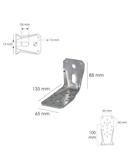 26 Pezzi Staffe angolari in metallo, Fissaggio angolare(40*40mm