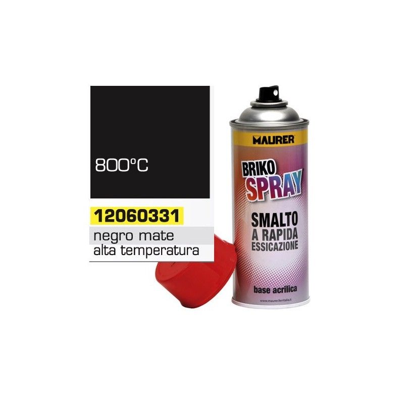 Spray de tinta resistente a altas temperaturas preto fosco 400 ml.