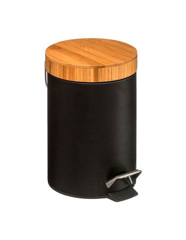 PAPELERA BAÑO BAMBU-NEGRO 3L COLECCIÓN 'NATUREO'