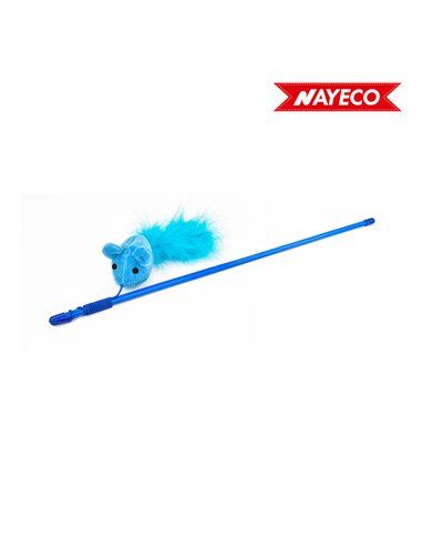 JUGUETE PARA GATOS VARA CON RATON Y PLUMA 48CM NAYECO