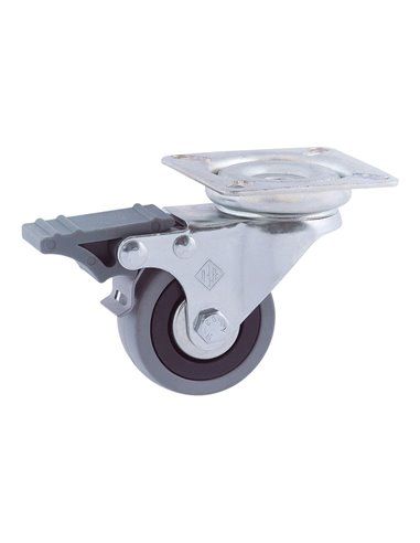 Roda Platina Ø50mm Freio Borracha Cinza CR07181 AFO