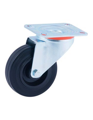 Roda Giratória Ø80mm Borracha Preta CR29466 AFO