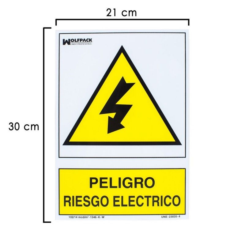 Cartaz de Perigo Elétrico 30x21 cm.