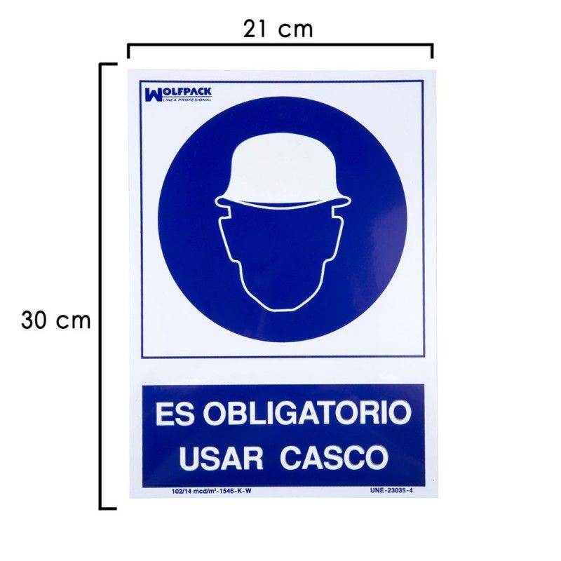 Cartaz de Capacete de Uso Obrigatório 30x21 cm.