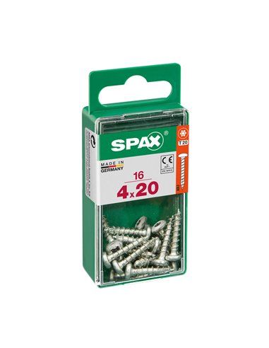 Caixa de 16 unidades de parafuso para madeira Spax com cabeça redonda Wirox 4,0x20mm Spax