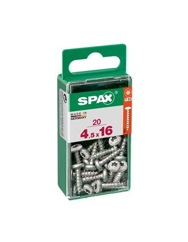 CAJA 20 uds. TORNILLO MADERA SPAX CAB. REDONDA WIROX 4,5x16mm SPAX