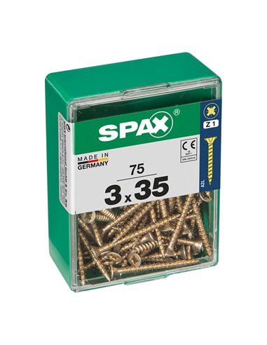 CAJA 75 uds. TORNILLO MADERA SPAX CAB. PLANA YELLOX 3,0x35mm SPAX