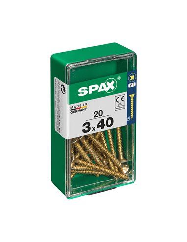 CAJA 20 uds. TORNILLO MADERA SPAX CAB. PLANA YELLOX 3,0x40mm SPAX