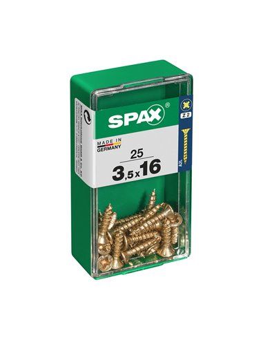 CAJA 25 uds. TORNILLO MADERA SPAX CAB. PLANA YELLOX 3,5x16mm SPAX