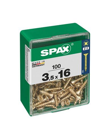 CAJA 100 uds. TORNILLO MADERA SPAX CAB. PLANA YELLOX 3,5x16mm SPAX