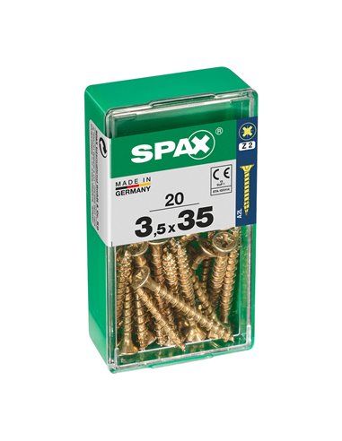 CAJA 20 uds. TORNILLO MADERA SPAX CAB. PLANA YELLOX 3,5x35mm SPAX