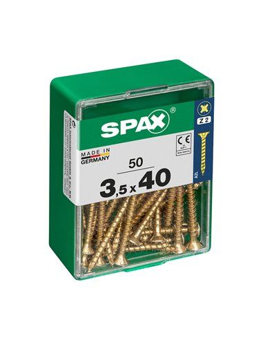 CAJA 50 uds. TORNILLO MADERA SPAX CAB. PLANA YELLOX 3,5x40mm SPAX