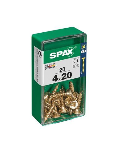 CAJA 20 uds. TORNILLO MADERA SPAX CAB. PLANA YELLOX 4,0x20mm SPAX