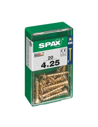 CAJA 20 uds. TORNILLO MADERA SPAX CAB. PLANA YELLOX 4,0x25mm SPAX