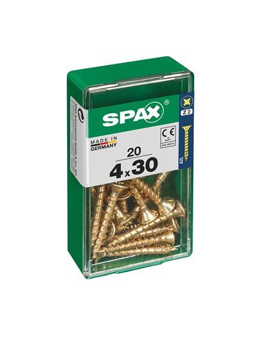 CAJA 20 uds. TORNILLO MADERA SPAX CAB. PLANA YELLOX 4,0x30mm SPAX