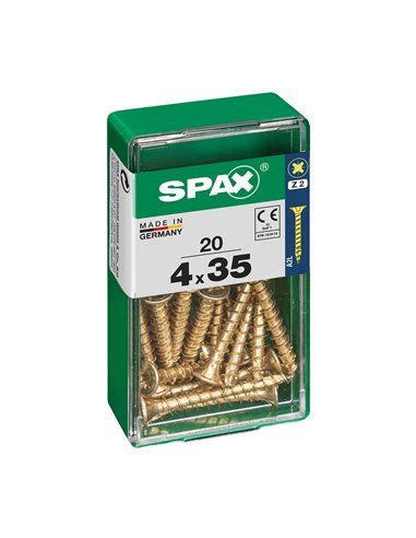 CAJA 20 uds. TORNILLO MADERA SPAX CAB. PLANA YELLOX 4,0x35mm SPAX