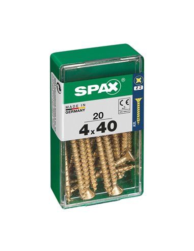 CAJA 20 uds. TORNILLO MADERA SPAX CAB. PLANA YELLOX 4,0x40mm SPAX