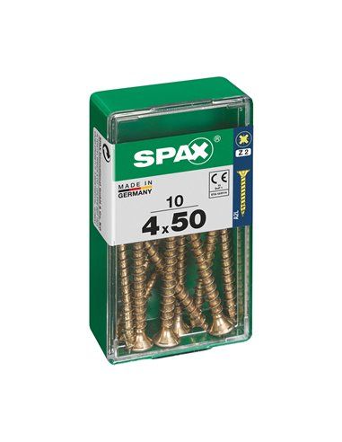 CAJA 10 uds. TORNILLO MADERA SPAX CAB. PLANA YELLOX 4,0x50mm SPAX