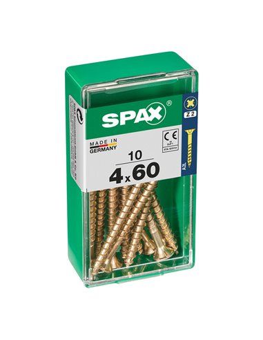 CAJA 10 uds. TORNILLO MADERA SPAX CAB. PLANA YELLOX 4,0x60mm SPAX