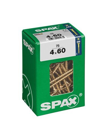 CAJA 75 uds. TORNILLO MADERA SPAX CAB. PLANA YELLOX 4,0x60mm SPAX