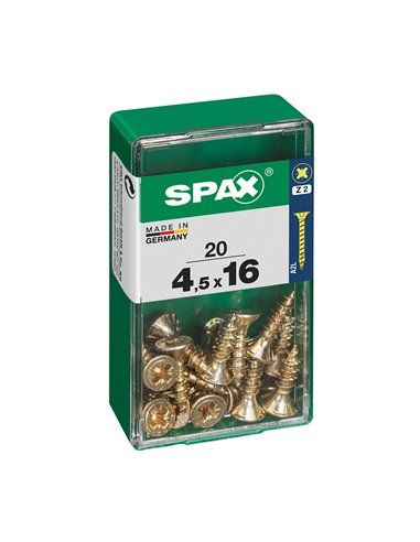 CAJA 20 uds. TORNILLO MADERA SPAX CAB. PLANA YELLOX 4,5x16mm SPAX