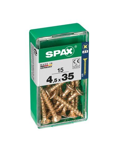 CAJA 15 uds. TORNILLO MADERA SPAX CAB. PLANA YELLOX 4,5x35mm SPAX