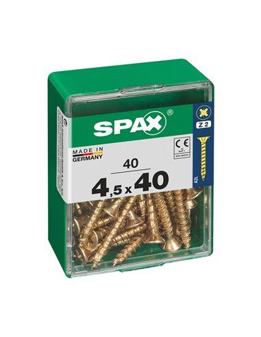 CAJA 40 uds. TORNILLO MADERA SPAX CAB. PLANA YELLOX 4,5x40mm SPAX