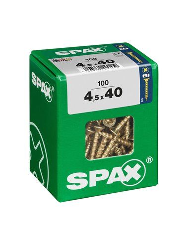 CAJA 100 uds. TORNILLO MADERA SPAX CAB. PLANA YELLOX 4,5x40mm SPAX