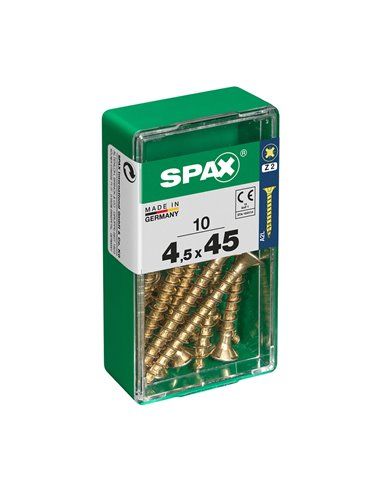 CAJA 10 uds. TORNILLO MADERA SPAX CAB. PLANA YELLOX 4,5x45mm SPAX