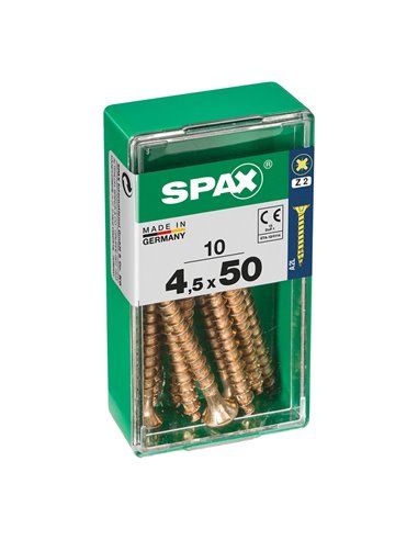 CAJA 10 uds. TORNILLO MADERA SPAX CAB. PLANA YELLOX 4,5x50mm SPAX