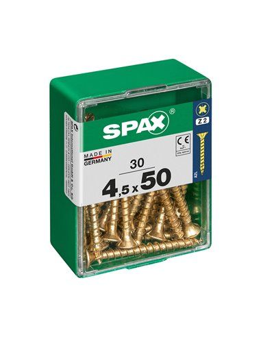 CAJA 30 uds. TORNILLO MADERA SPAX CAB. PLANA YELLOX 4,5x50mm SPAX