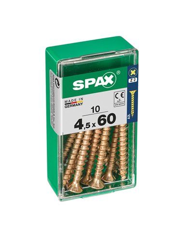 CAJA 10 uds. TORNILLO MADERA SPAX CAB. PLANA YELLOX 4,5x60mm SPAX