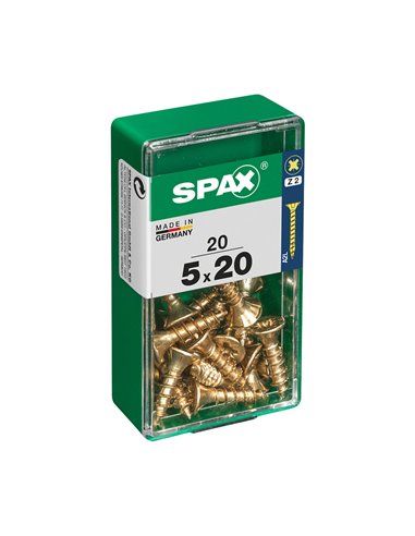 CAJA 20 uds. TORNILLO MADERA SPAX CAB. PLANA YELLOX 5,0x20mm SPAX