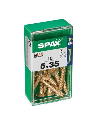 CAJA 10 uds. TORNILLO MADERA SPAX CAB. PLANA YELLOX 5,0x35mm SPAX