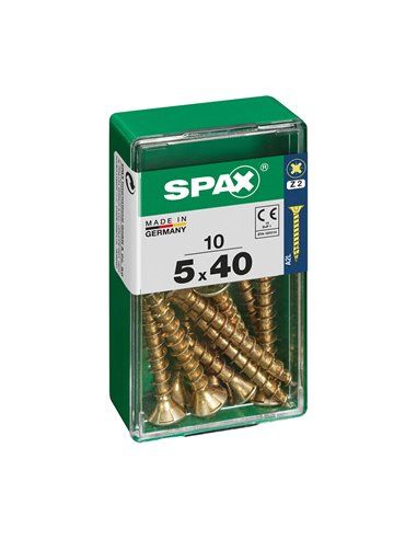 CAJA 10 uds. TORNILLO MADERA SPAX CAB. PLANA YELLOX 5,0x40mm SPAX