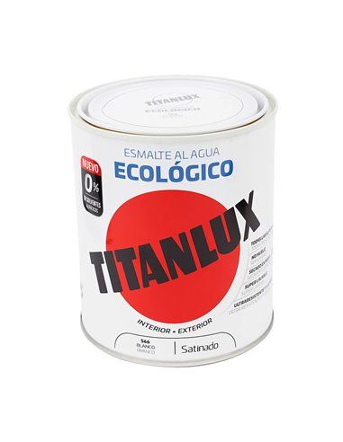 ESMALTE ECOLÓGICO AL AGUA SATINADO BLANCO  750ml TITANLUX 01T056634