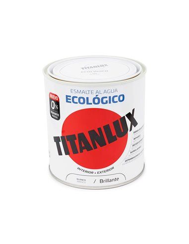 ESMALTE ECOLÓGICO AL AGUA BRILLANTE  BLANCO  250ml TITANLUX 00T056614