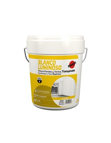 PINTURA PAREDES Y TECHOS INTERIOR BLANCO LUMINOSO 15l MATE TITAN 03H000115