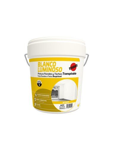 PINTURA PAREDES Y TECHOS INTERIOR BLANCO LUMINOSO 4l MATE TITAN 03H000104