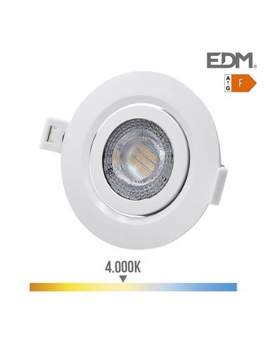 DOWNLIGHT LED EMPOTRAR 9W 806lm 4000K REDONDO MARCO BLANCO EDM