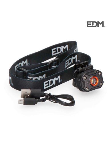 LINTERNA DE CABEZA FRONTAL 1 LED 8W 400lm RECARGABLE EDM