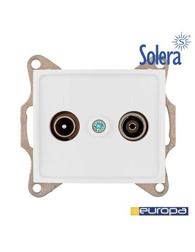 SOLERA ERP46 | Tomada de sinal intermediária branca embutida para TV e rádio, série Europa