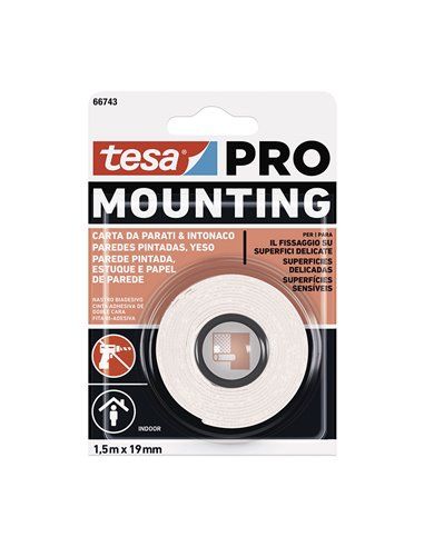 CINTA DOBLE CARA MOUNTING PRO PARED PINTADA 1.5m x 19mm 66743 TESA