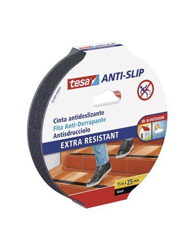 CINTAS ANTIDESLIZANTES 15m x 25mm NEGRA 55589 TESA