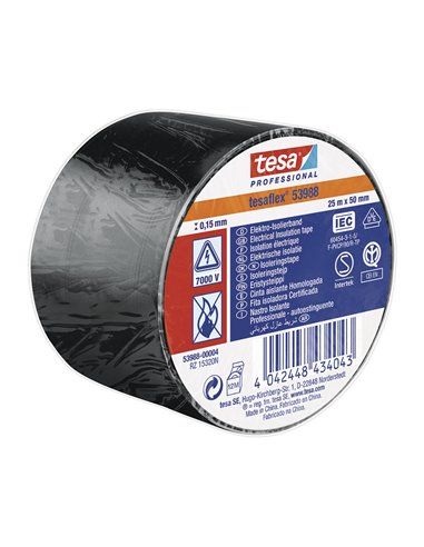 Fita isolante preta aprovada 25m x 50mm 53988 Tesa