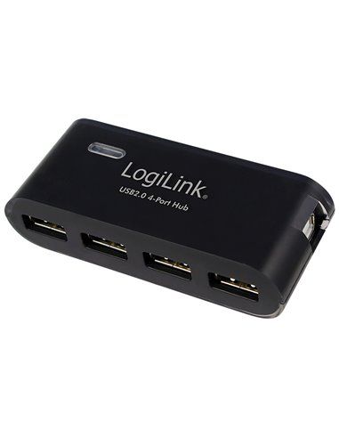 HUB USB 2.0 DE 4 PUERTOS, NEGRO - CON ALIMENTADOR Y CABLE USB LOGILINK