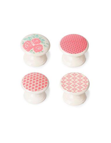 BLISTER CON 4 POMOS REDONDOS PARA MUEBLE FABRICADO EN ZAMAK ESTILO DECORATIVO MOD.M4 Ø33mm REI