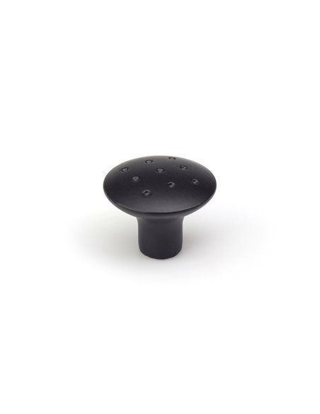 BLISTER CON 2 POMOS REDONDOS PARA MUEBLE FABRICADO EN ZAMAK  ACABADO NEGRO MATE MOD.E744G Ø35mm REI