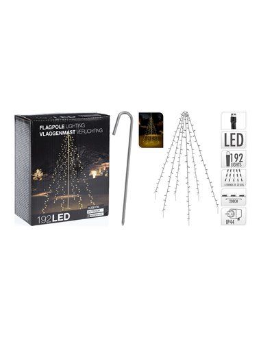 CORTINA EXTERIOR 192 LEDS BLANCO CALIDO ESPECIAL PARA ARBOLES 2,08m (alto)