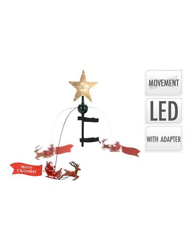 ESTRELLA CON LED PARA CORONAR ÁRBOL DE NAVIDAD CON MOVIMIENTO. 22x8x51cm